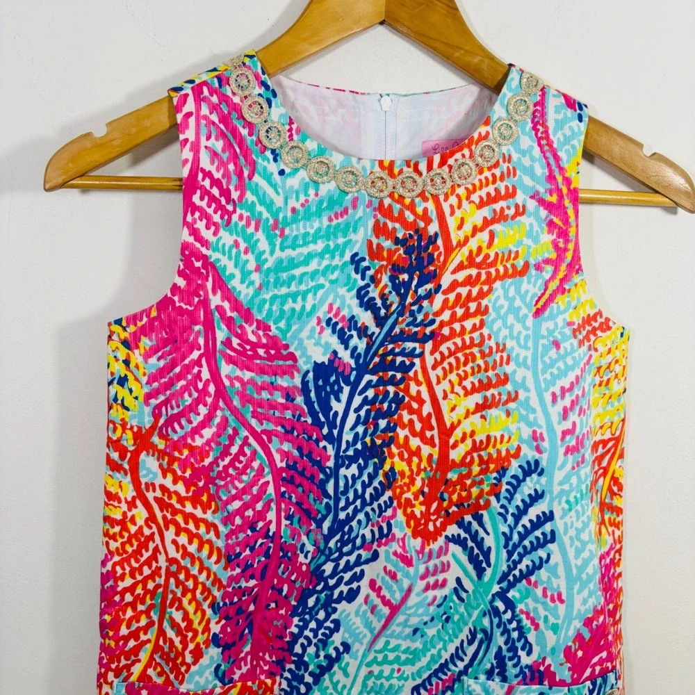 Lilly Pulitzer Little Lilly Classic Shift‎ Dress Cameo White Electric Feel 10